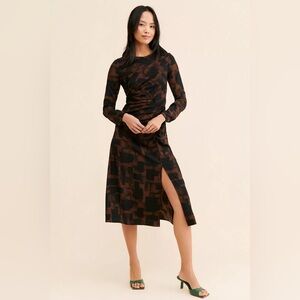 NWOT Moon River Printed Back Cut Out Midi Dress